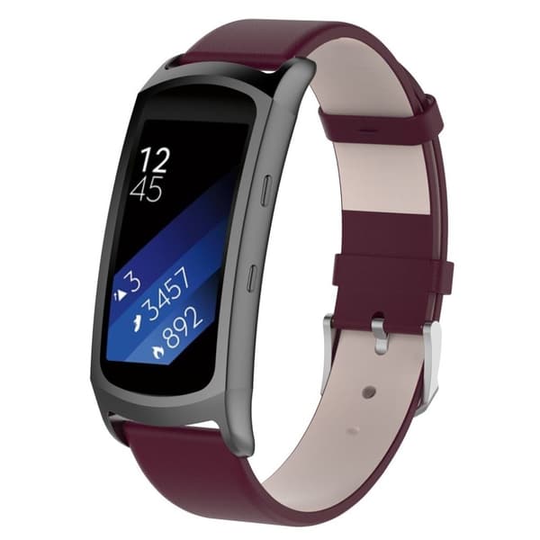 Samsung Gear Fit2 Pro ekte skinnurband - Vinrødt Red