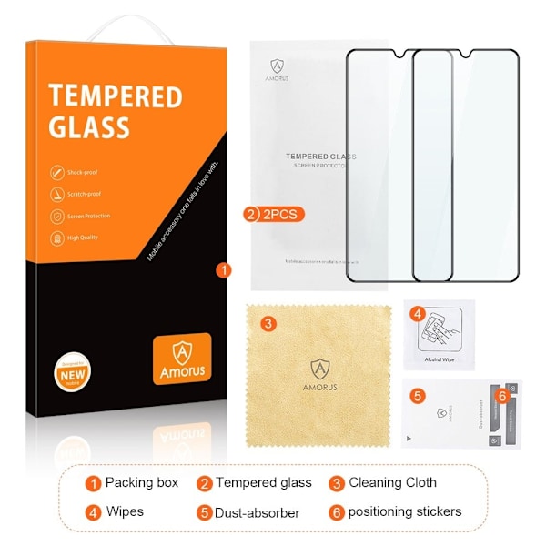 2 Pcs Amorus Extra Strong Grall Skärmskydd till Samsung Galaxy A32 Transparent