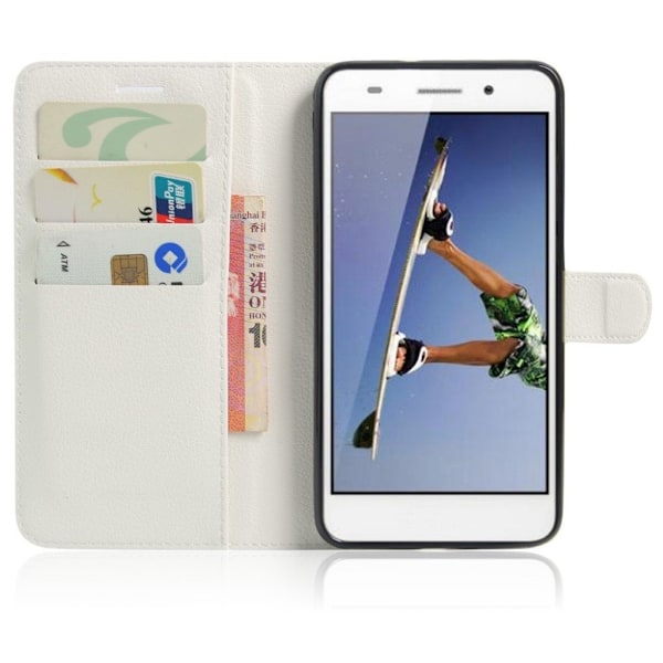 Stauning Huawei Y6 II Litsi Pintainen Nahkakotelo - Valkoinen White