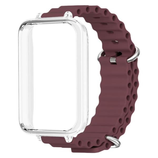 Honor band 9 Watch band Ocean Silicone Strap with Transparent Case - Wine Red Röd