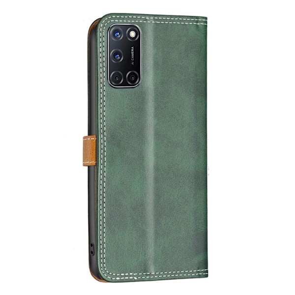 BINFEN tvåfärgat läder Oppo A92 / Oppo A72 / Oppo A52 fodral - Grön Grön