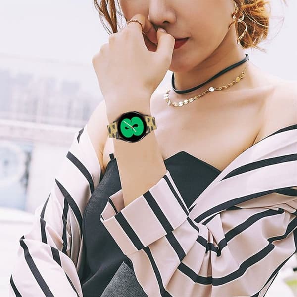 Leopardmønstret klokkerem i ekte skinn til Samsung Galaxy Watch - Armygrønn Leopard Multicolor