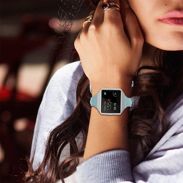 Fitbit Blaze cowhide leather watch band - Blue Blå