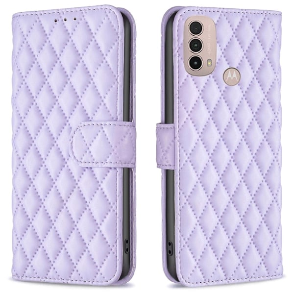 Rhombus Mønster Matte Flip Case til Motorola Moto E30 / E40 - Lilla Purple