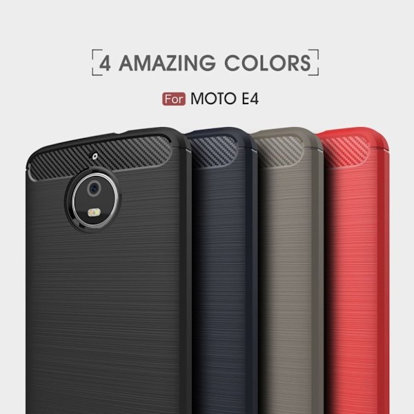 Motorola Moto E4 Karbon fiber designat skal - Grå Silvergrå