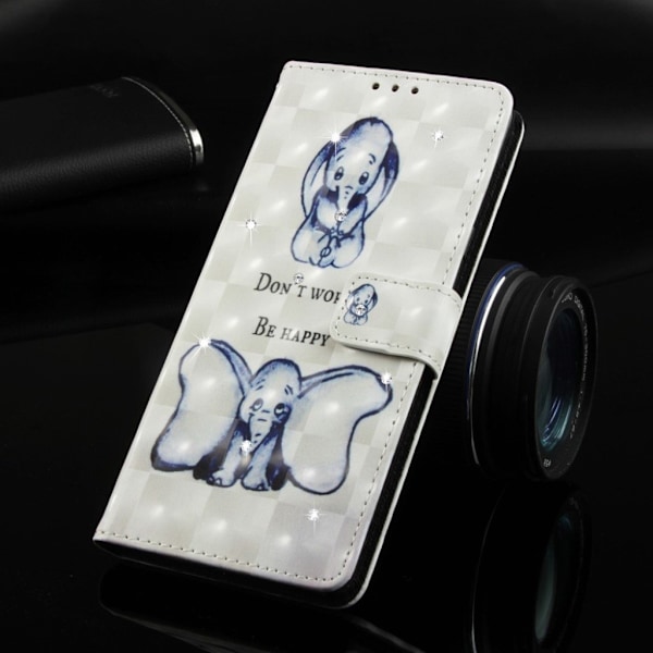 iPhone Xs Max flipfodral i läder med strassdekor - Elefant multifärg