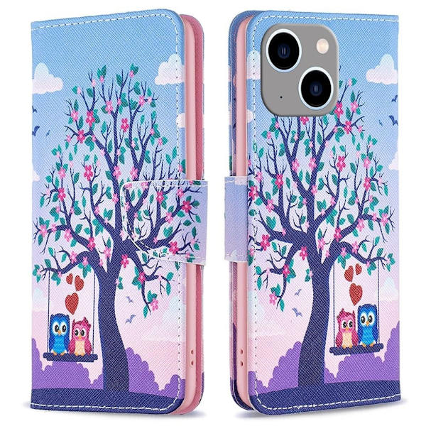 Wonderland iPhone 14 Plus flip-etui - To Ugler Purple