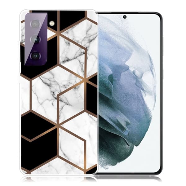 Marble Samsung Galaxy S21 Plus Etui - Marble Cube in Black and White Multicolor