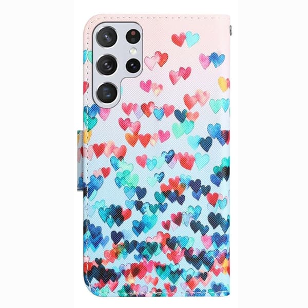 Wonderland Samsung Galaxy S23 Ultra Flip Etui - Love Hjerte Multicolor
