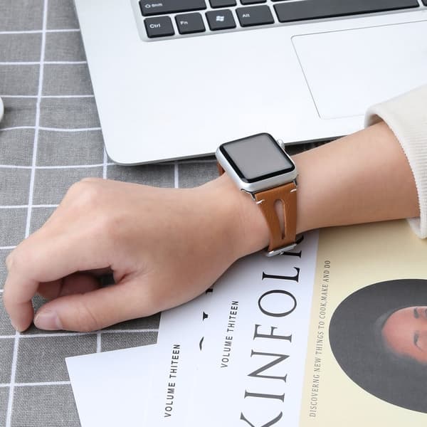 Apple Watch (41mm) Top Layer Okseskinn Ekte Lær Klokkereimer - Brun Brown