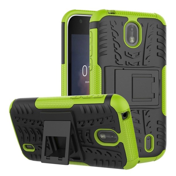 Nokia 1 halkskyddsfodral med stativ - Grön Grön