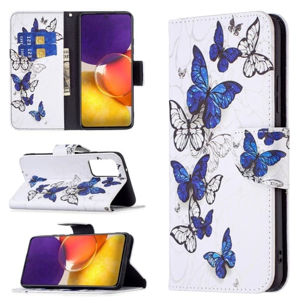 Wonderland Samsung Galaxy A82 5G Flippetui - Blåe Sommerfugler Multicolor