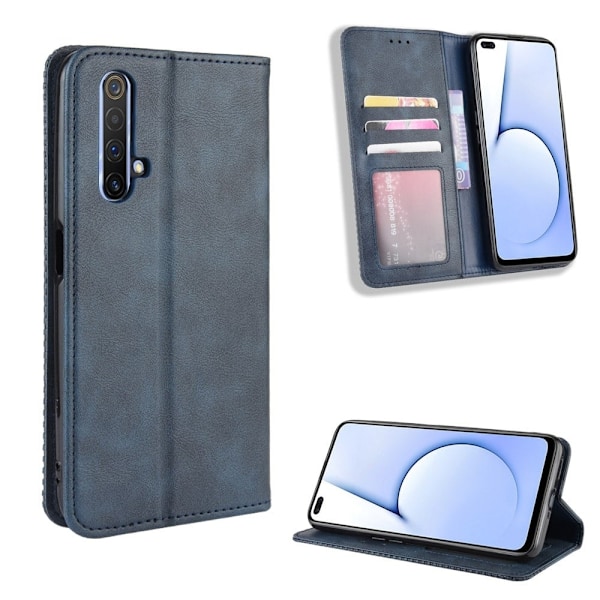 Bofink Vintage läder Realme X50 5G fodral - Blå Blå