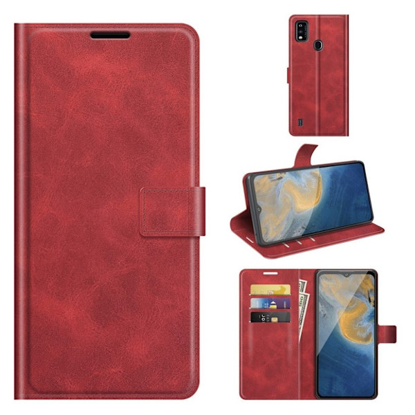 Lompakko Nahkakotelo For ZTE Blade A51 - Punainen Red
