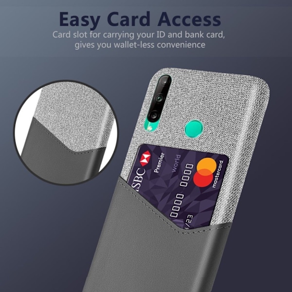 Bofink Huawei P40 Lite E Card kuoret - Tummanharmaa Silver grey