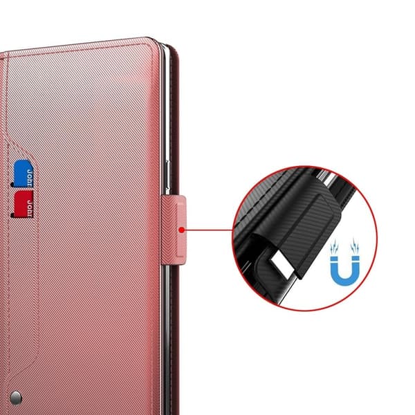 Phone Etui med Make-up Mirror og Slick Design til ASUS Zenfone 8 - Rødguld Pink