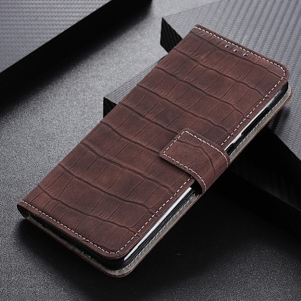 Krokotiilin Nahkainen Läppäkotelo For Nokia XR20 - Ruskea Brown