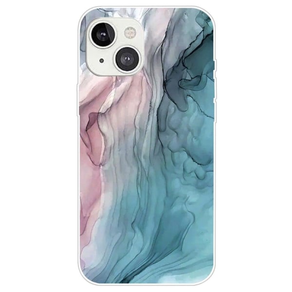 Marmormotiv iPhone 14 Plus skal - Rosa/Blå Marmor multifärg