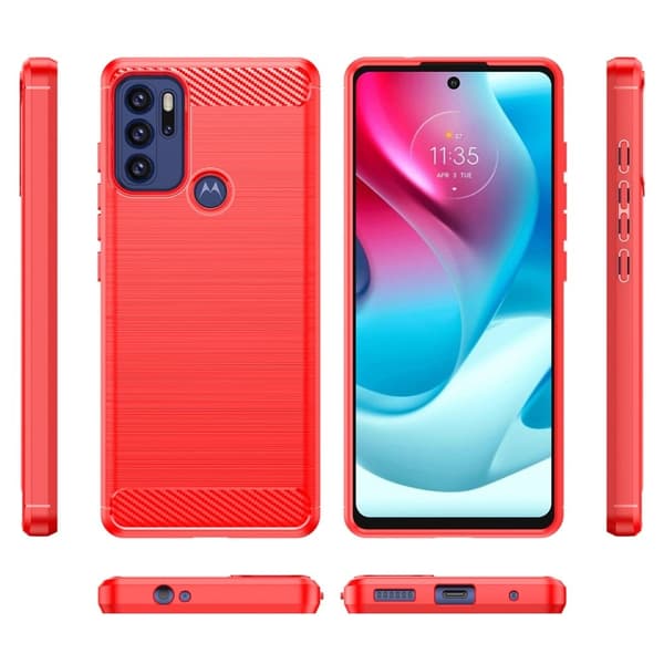 Carbon Flex Etui Motorola Moto G60s / G60 - Rød Red