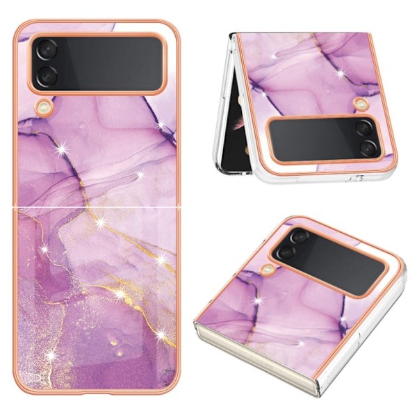 Marble Samsung Galaxy Z Flip4 Suojakotelo - Violetti / Pinkki Marble Pink