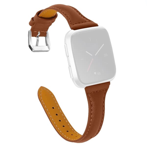 Fitbit Versa 2 / Versa Lite / Versa simple klockarmband i äkta läder - Kaffe Brun