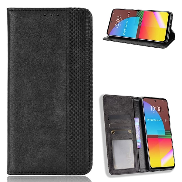 Bofink Vintage HTC Desire 21 Pro 5G nahkakotelo - Musta Black