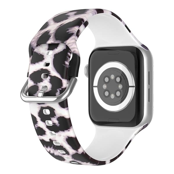 Apple Watch Series 8 (41mm) klockarmband med silikonmönster - Lila Leopardtryck Lila