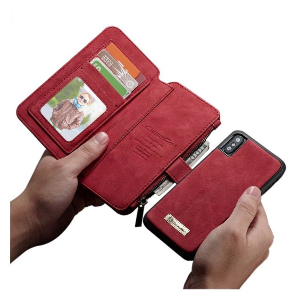 CaseMe 2-i-1 iPhone Xs Max fodral med plånbok - Röd Röd