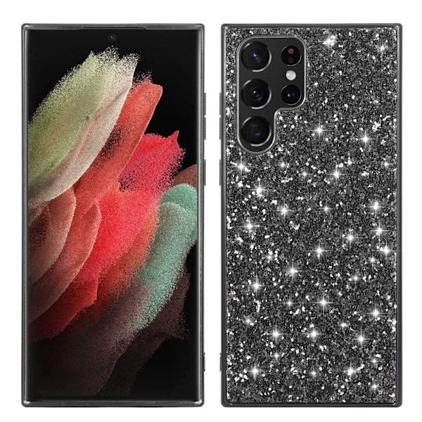 Glitter Samsung Galaxy S23 Ultra Etui - Sort Black