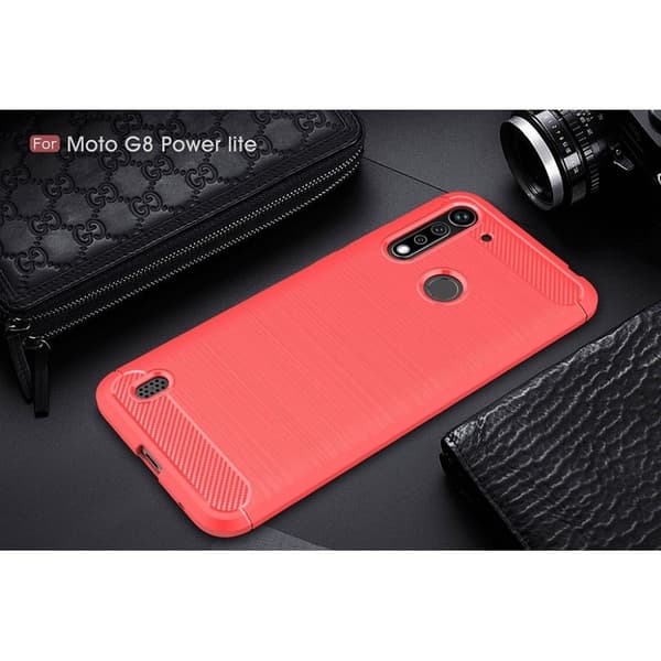 Carbon Flex deksel - Motorola Moto G8 Power Lite - Rød Red