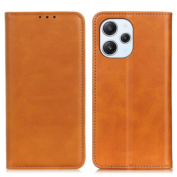 Flip Etui med Pung i Ekte Lær til Xiaomi Redmi 12 - Brun Brown