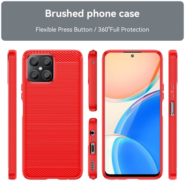 Carbon Flex Suojakotelo Honor X8 - Punainen Red