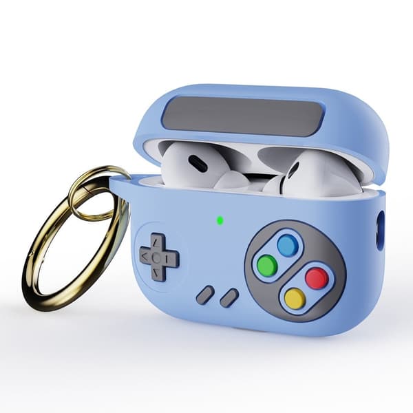 AirPods Pro 2 spillkonsollmotiv i silikon med spenne - Blå Blue
