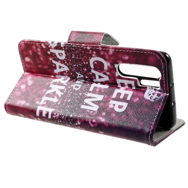 Huawei P30 Pro kryds tekstur læder flip etui - Keep Calm and Sparkle Multicolor