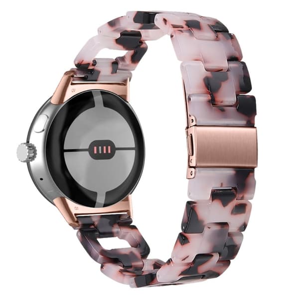 Google Pixel Watch D-formet klokkerem i harpiksstil - Rosa / Svart Pink