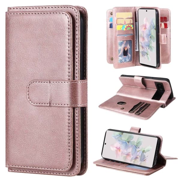 Google Pixel 7 etui med pung / 10 kortpladser – Pink Pink