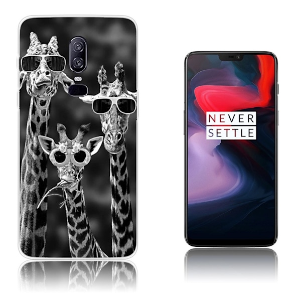 OnePlus 6 mobilskal silikon tryckmönster på sig - Coola giraffer multifärg
