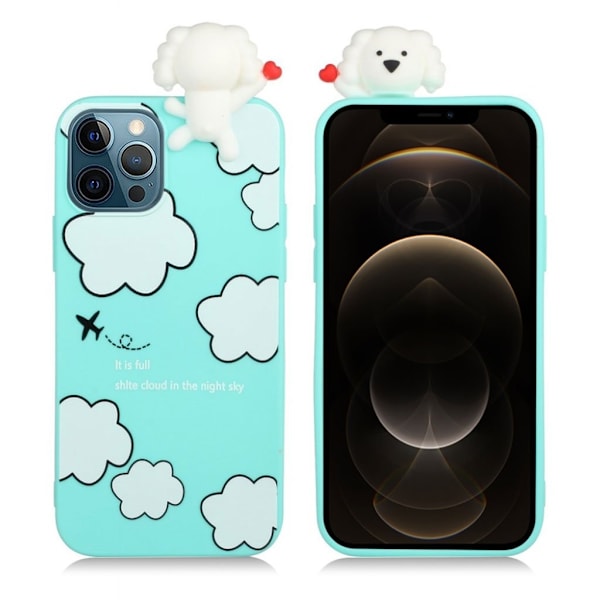 Cute 3d iPhone 12 Pro Max Etui - Sky White