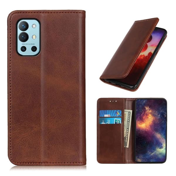 Äkta läder OnePlus 9R fodral - Brun Brun