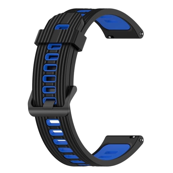 20 mm universal klockarmband i tvåfärgad silikon - Svart / Blå Svart