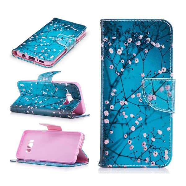 Samsung Galaxy S8 smart og stærkt læder-etui - Blomstende blomst Blue
