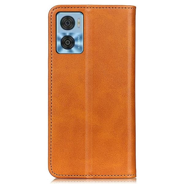 Flip Etui med Pung i Ekte Lær til Motorola Moto E22i / E22 - Brun Brown