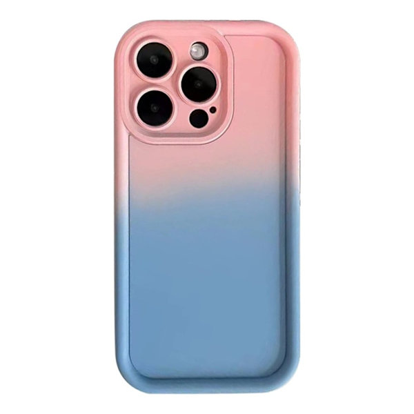 iPhone 15 Pro Max Soft Silicone Phone Case Gradient Color Scratch-resistant Phone Cover - Lyserød Blå Multicolor