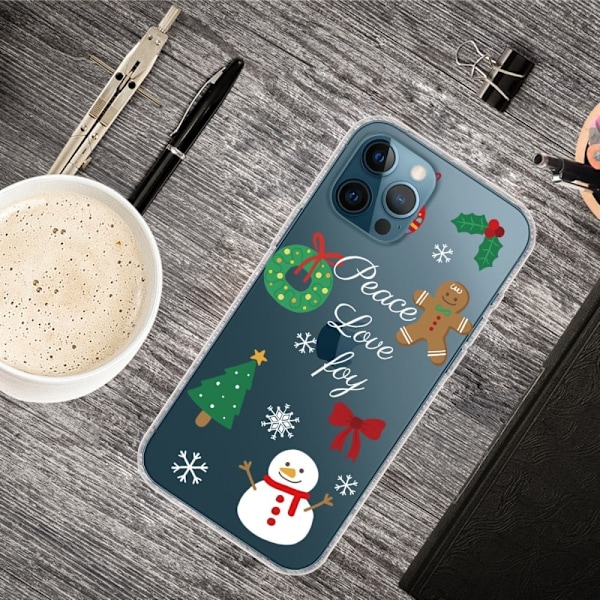 iPhone 14 Pro Max julemønstertryk mobil cover ridsefast, slankt og fleksibelt etui - Snemand Multicolor