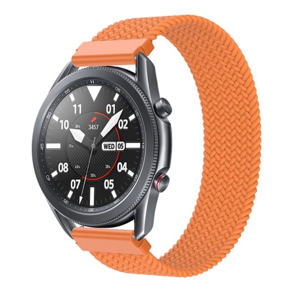 Samsung Galaxy Watch 3 (45 mm) elastisk nylon-urrem - Orange Størrelse: Xs Orange
