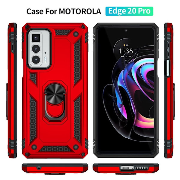 Ringbeskyttelsesetui til Motorola Edge 20 Pro - Rød Red