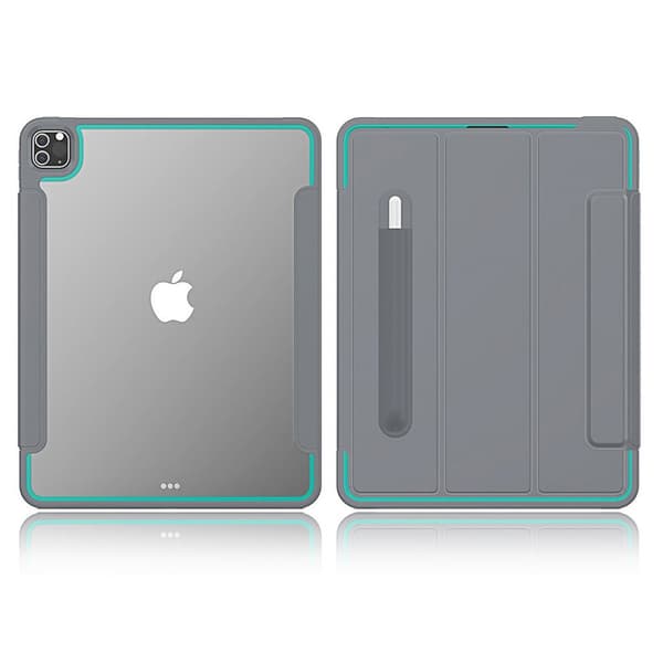 iPad Pro 12.9 inch (2020) elegant tri-fold etui - grå / babyblå Silver grey