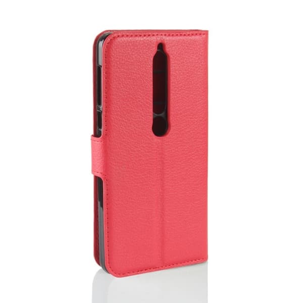 Nokia 6 (2018) Etui laget av kunstlær og silikon - Rød Red