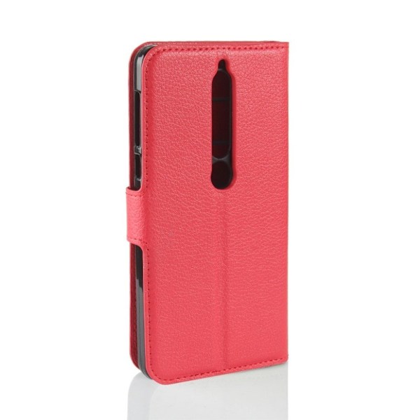 Nokia 6 (2018) litchi tekstur PU læder flip etui - Rød Red