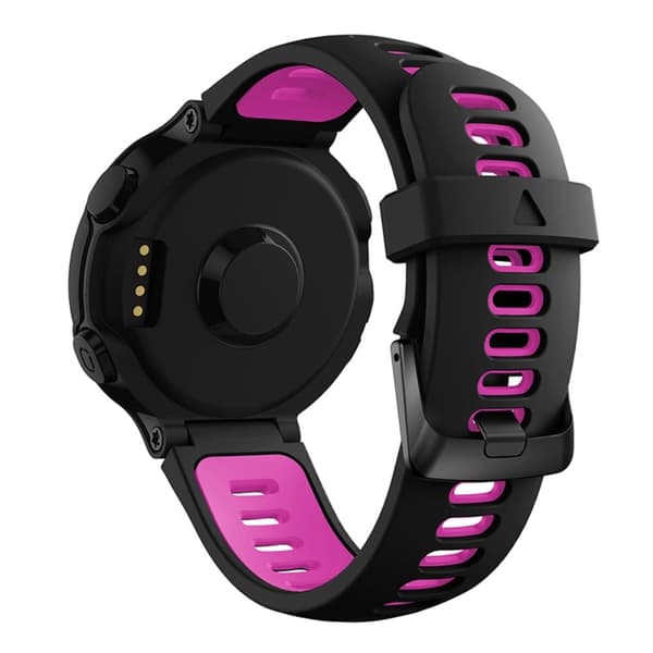 Silikonarmband med svart spänne för Garmin Forerunner-klocka - Svart / Ros Svart